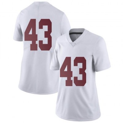 NCAA Women's Alabama Crimson Tide #43 A.J. Gates Stitched College Nike Authentic No Name White Football Jersey HX17D65UF